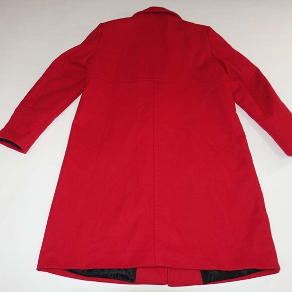 Zara Women's Overcoat Size XL Wool Blend Red 2 Button Front Long Sleeves Coat - Picture 6 of 8
